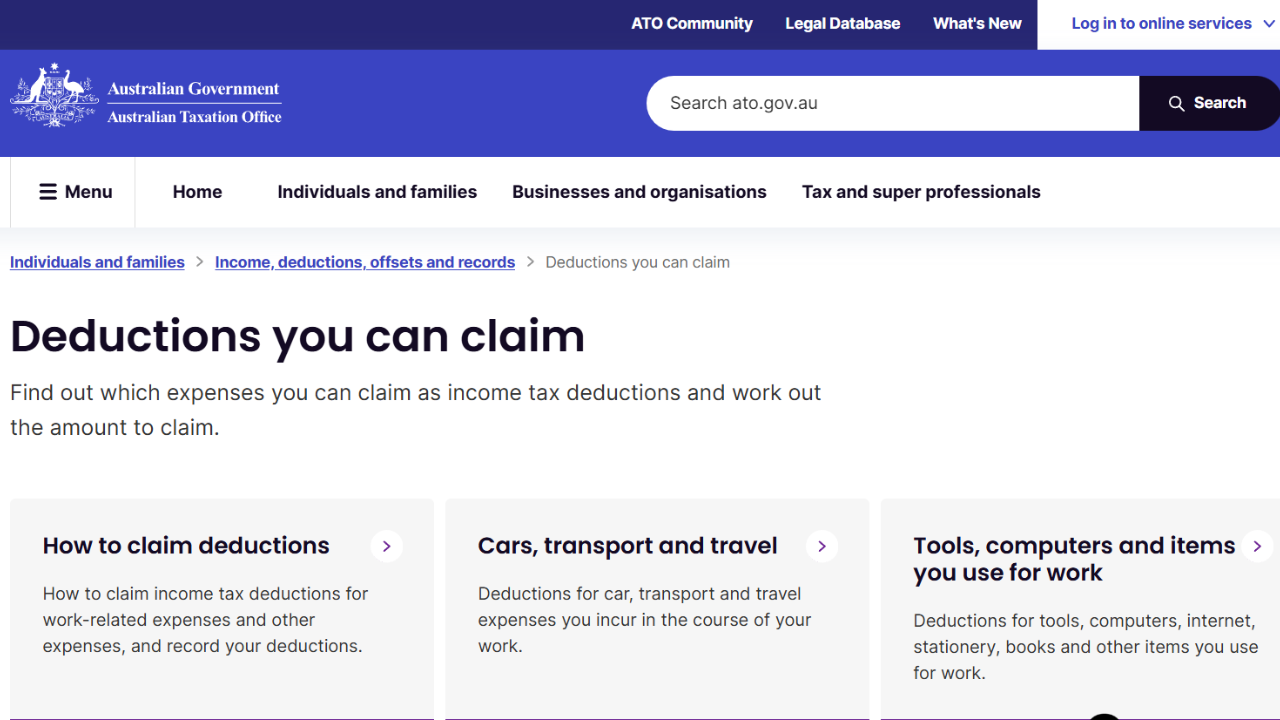 tax deductions for australian workers